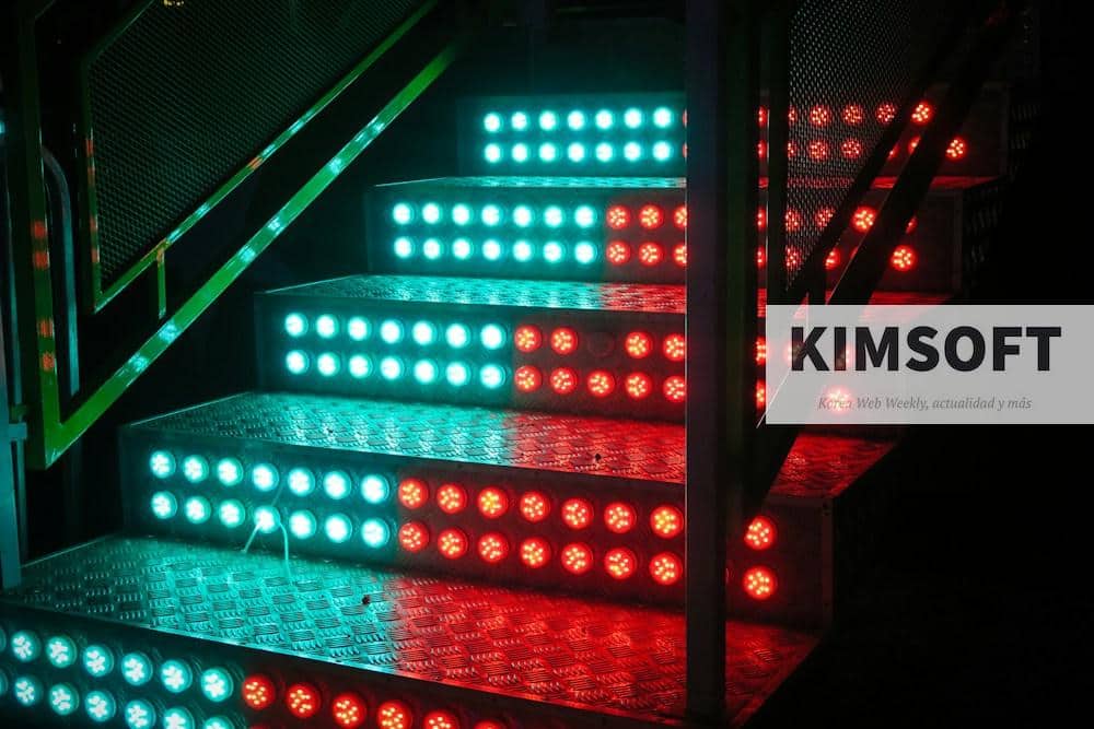 staircase with LED light