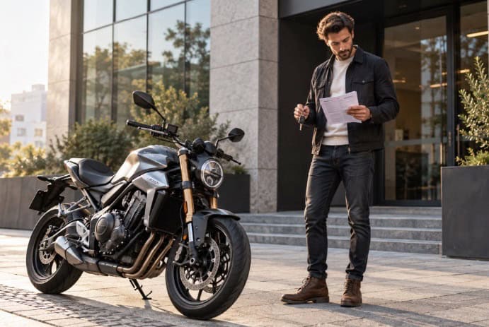 persona que quiere empeñar moto sin dejarla